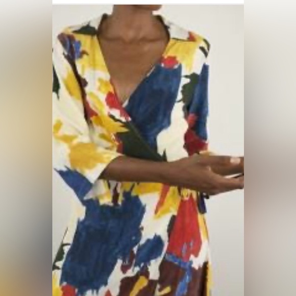 WRAY Multi color 100% Silk Expressionist wrap Dress size XS - Picture 2 of 15